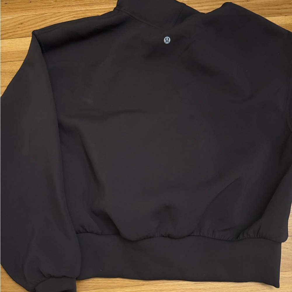 Brown High-Neck Cropped Sweatshirt - Picture 3 of 4